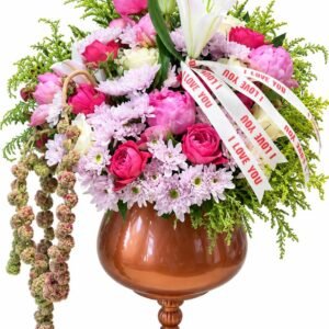 Pembe Lilyum & Şakayık Kadeh Aranjmanı