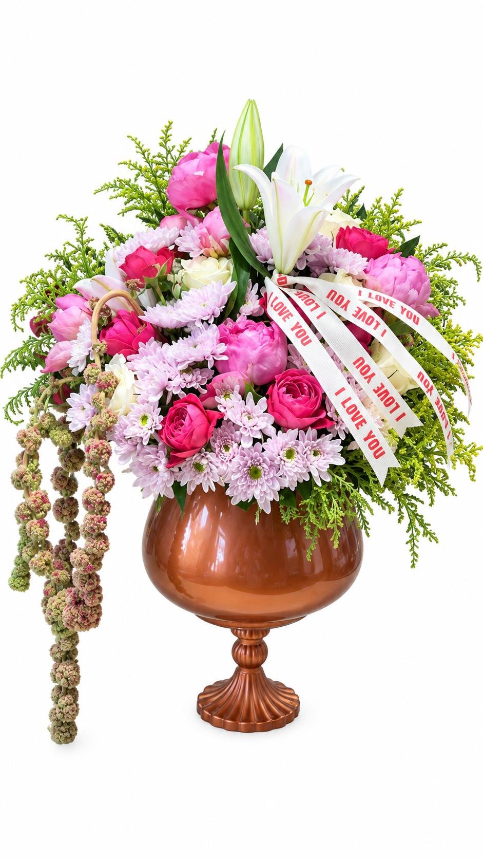 Pembe Lilyum & Şakayık Kadeh Aranjmanı