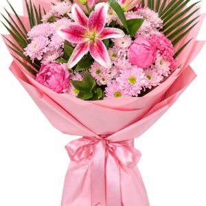 Pembe Lilyum & Şakayık Buketi