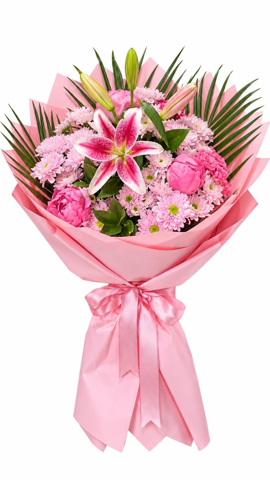 Pembe Lilyum & Şakayık Buketi